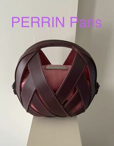 PERRIN paris ペランパリ パニエ バッグ★ボルドー系×ピンク