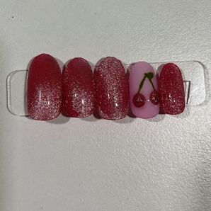 マグネットネイルチップ ニュアンスネイル さくらんぼネイル
