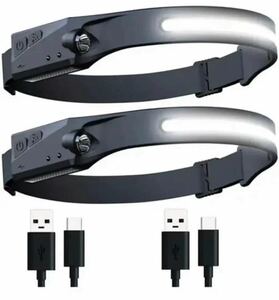 ヘッドライト LED 充電式 USB LEDデュアル光源 ヘッドランプ 5種点灯