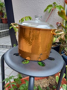 値下げ中! 銅鍋 ガラス蓋付き コンパクト お洒落 両手鍋