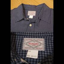 Y送料無料△378【WORKERS ワーカーズ】日本製 MFG SHIRT COVERT CHECK 長袖 ワークシャツ ブルー系 SIZE 16 1/2 定価16,500円_画像9