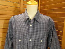 Y送料無料△378【WORKERS ワーカーズ】日本製 MFG SHIRT COVERT CHECK 長袖 ワークシャツ ブルー系 SIZE 16 1/2 定価16,500円_画像4