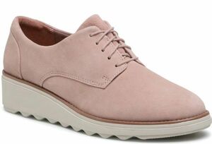 送料無料 Clarks 25cm ウエッジ プラットフォーム スニーカー ピンク スリッポン ブーツ レザー ヒール ドレス パンプス AAA48