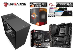 ★最新AMD MSI Ryzen9 5900X/X570/水冷/Mem32GB/WIFI/M2.SSD 500GB/VGA無し/850W/Win10/NZXT H510 限定1台