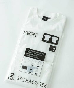 未使用 TAION タイオン パッカブル 2パック Tシャツ ポケT ホワイト L メンズ 白T 2枚組 シンプル 定価4290円 収納 クルーネック