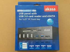 USB panel with USB 3.0 card reader and eSATA for 5.25” PC front bay Akasa/AK-HC-05U3BK INTERCONNECT PRO