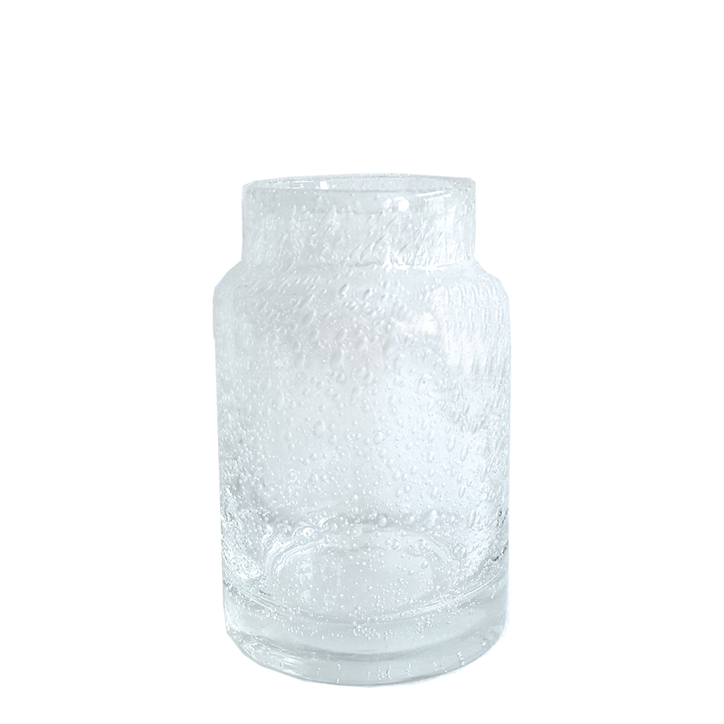 Base de botella artesanal hecha a mano φ7.5×H12 Florero transparente de una sola flor Florero de vidrio, muebles, interior, Accesorios de interior, florero