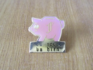 古い ピンバッジ： 豚 金色 ブタ 動物 ピンズ #W
