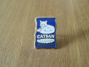 古いピンバッジ：CATSAN 猫 キャット 広告 白い猫 動物 ピンズ #T