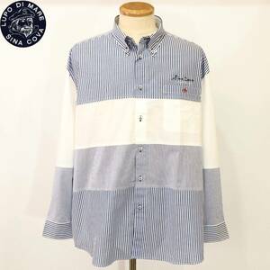 ★SINACOVA★SALE 長袖BDオープンシャツ【白×サックスK】春夏モデル 22124016 シナコバ