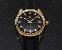  【OMEGA】オメガシーマスター18K-GP“高級!黒文字盤”メンズ腕時計【新品仕上げ★自動巻きの名機cal.1012搭載】_画像5