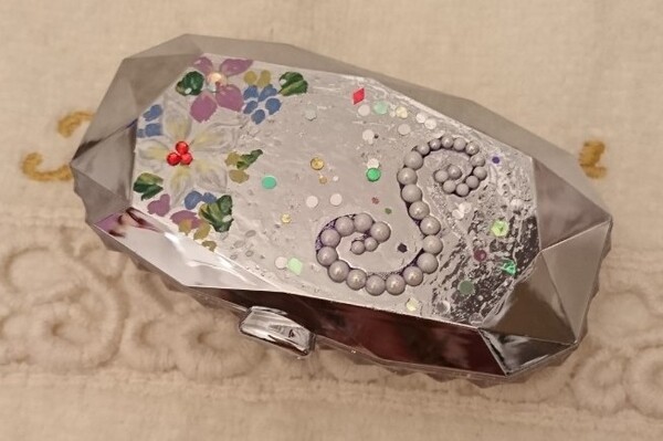 印鑑ケース☆イニシャル【S】デコ凸きらっ☆御花ペイント☆ラメホロ~綺麗!(^O^)/