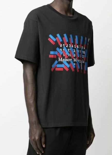 正規 21SS Maison Margiela メゾン マルジェラ カレンダー タグ プリント クルーネック Tシャツ 黒 赤青 46 S30GC0732 S23935