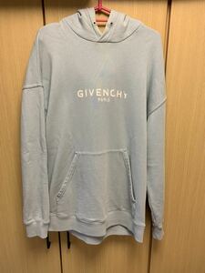 正規 20SS Givenchy ジバンシィ ロゴ プルオーバー フーディー パーカー 薄青 S BM700R30AF