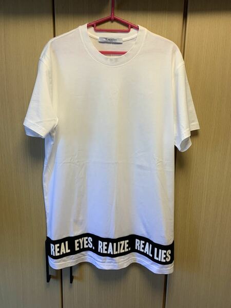 正規 17AW Givenchy ジバンシィ Statment Hem Tee REAL EYES . REALISE. REAL LIES メッセージ パッチ Tシャツ 白 XS 17J 7133 651