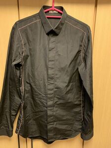 正規 17SS Dior Homme ディオールオム KRIS VAN ASSCHE クリスヴァンアッシュ 比翼 ステッチ ドレスシャツ 黒 37 763C542W2480