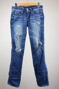 SLY JEANS ダメージ加工 デニム パンツ 24 ブルー 青 レディース C2111-800