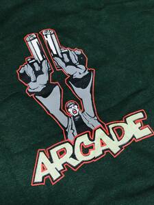 ◎90's vintage【ARCADE】#6　size:M　Green Tシャツ　デッドストック アーケード スケートボード skater USA サンディエゴ California