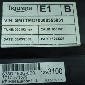 A791 Daytona 675 メーター ECU キーセット Triumph トラインアンフ デイトナ ◎の画像7