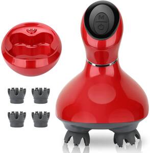 Youmay 電動ブラシ レッド IPX7防水 USB充電式 2段階スピード 頭皮マッサージ タイマー機能 ヘッドマッサージャー 乾湿両用 84個接触点