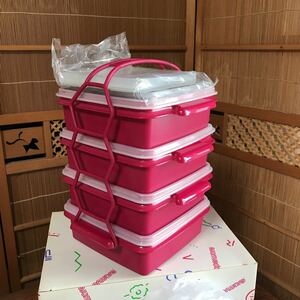 【T 1728倉2】 カルテット すのこ2枚付き　未使用品　タッパーウェア Tupperware ランチボックス 弁当箱