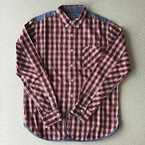  beautiful goods TAKEO KIKUCHI40ct&525 Takeo Kikuchi button down check shirt size 2(M)