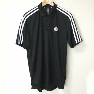 新品L★アディダス黒 3st AEROREADY半袖ポロシャツ/adidas/ブラック/吸汗性・速乾性