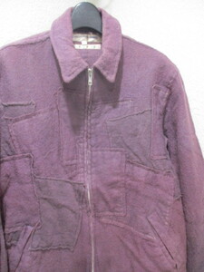 90’s 即決 1990年代 COMME des GARCONS SHIRT コムデギャルソンシャツ 2種パッチワーク 縮絨加工 ブルゾン ジャケット メンズ S パープル