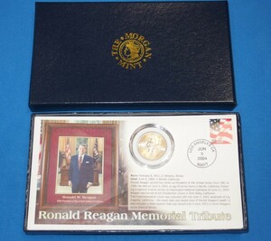 MORGAN MINT社製◆ロナルド・レーガン米国大統領追悼記念ホルダ【RONALD REAGAN MEMORIAL TRIBUTE】◆保管品