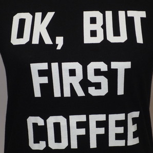 ◆OK, BUT FIRST COFFEE 半袖Tシャツ（黒）M◆USED 29の画像1