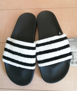 adidas Adidas * shower sandals towel ground * white × black *24.5cm