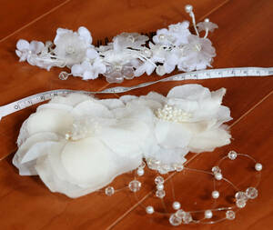 12ウエディングドレス用小物、お花モチーフのヘッドドレス２個（髪飾り）送料無料