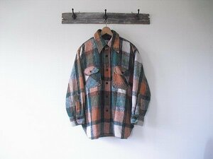 MONTGOMERY WARD C.P.O.（1970年代）モンゴメリーワード　混紡ウールシャツ　Made in Taiwan 　＠Lサイズ　錨マーク釦　ヴィンテージ　USED
