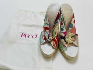 美品　EMILIO PUCCI エミリオプッチ　プッチ柄ウェッジソールサンダル