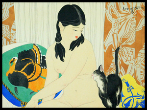  Ishikawa .. black . cat (. woman 10 kind ) beauty picture (..) hand . woodblock print the first .( the first .) seat mountain .. total ( sword ) green rain ... version war previous day exhibition ... reality .s21112103