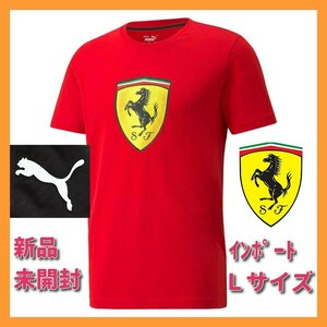 ■新品 PUMA x Ferrari メ:5,500円 公式 Tシャツ L/インポート フェラーリ レース トーナル ビッグ シールド スクーデリア 赤 531691-02