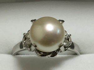 Book Pearl Diamond 0,07CT PT900 4,7 г 8 мм дизайн шарика кольцо