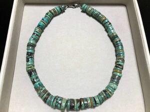  Indian jewelry sun to Domingo group turquoise 79.5g long design necklace 