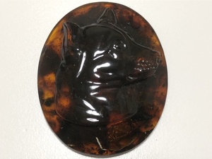  antique book@ amber large size 16.3g solid dog skill oval brooch * pendant top for loose 