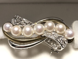 きものやまと 本真珠 SILVER 14.2g ２WAY デザイン ブローチ兼帯留め 品質確認証・ケース付属