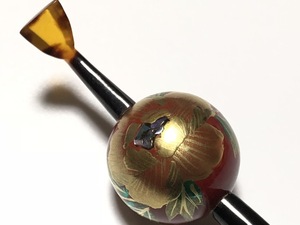  antique book@ tortoise shell lacquer coating gold lacqering mother-of-pearl 9.2g 2.2. sphere .. writing sphere . beautiful goods 