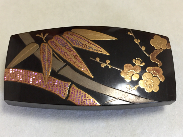 アンティーク 本鼈甲 金蒔絵 螺鈿 折り鶴文 帯留め - greatriverarts.com