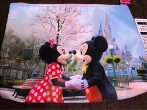 新品 限定 ディズニーランド 実写 ミッキー ミニー 桜 ポーチ ペンケース /ランド シー TDL TDS TDR シンデレラ城