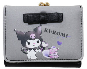 サンリオ クロミ 財布 三つ折り ウォレット 読書柄 ガマ口タイプ カード入れ付き Sanrio Kuromi★新品