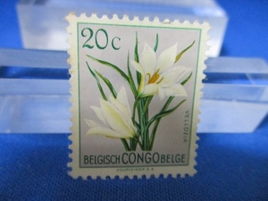  foreign stamp * navy blue go stamp *20 centime | flower *verotsia.| unused |