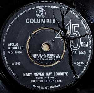 Bo Street Runners-Baby Never Say Goodbye★英Orig.7&#34;/マト1