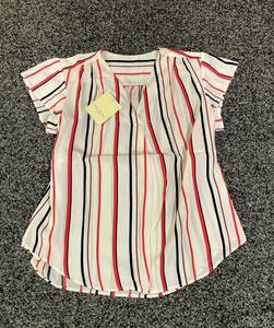 * new goods * stripe! short sleeves blouse eggshell white 11 number 3258