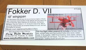 【ゴム動力機】Easy Built社製　Fokker D. VII（翼長：18”＝457ｍｍ）・・・1