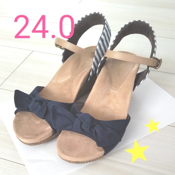 レディースサンダル ミュール(ネイビー) 24.0cm