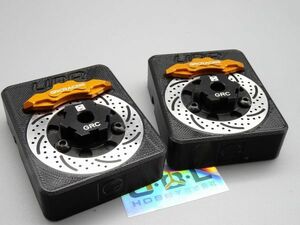 GRC製　GAX0098B　オレンジ　トラクサススケール アンリミテッド デザート レーサー UDR 85086-4用　ブレーキローター＆ブレーキキャリパー